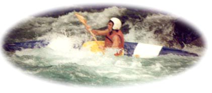 photo: Guenter Cornett in kayak amid rushing waters
